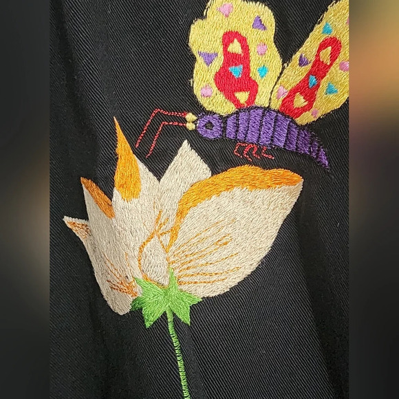 New Direction Vintage 90 Black Butterfly/Floral Embroidered Women's Jacket Sz 1X - Picture 6 of 10